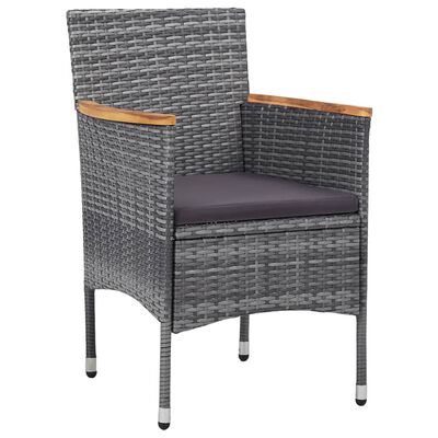 vidaXL Set da Pranzo per Giardino 3 pz in Polyrattan Grigio