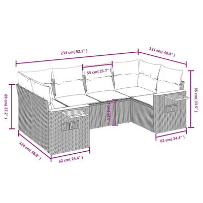 vidaXL Set Divano da Giardino 6 pz con Cuscini Nero in Polyrattan