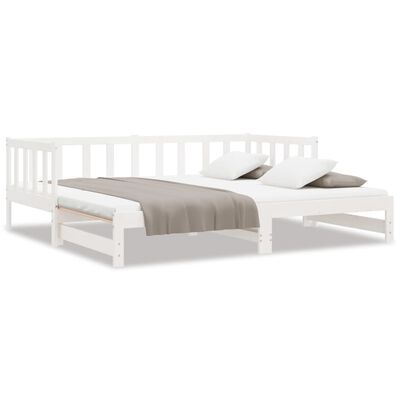 vidaXL Dormeuse Estraibile Bianca 2x(90x200) cm Legno Massello di Pino