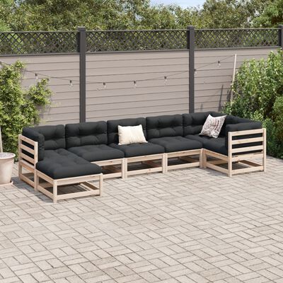 vidaXL Set Divani da Giardino 7 pz in Legno Massello di Pino