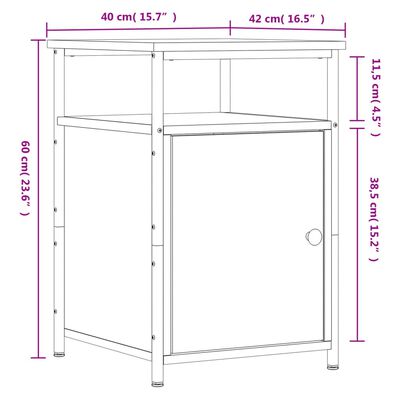 vidaXL Comodino Rovere Sonoma 40x42x60 cm in Legno Multistrato