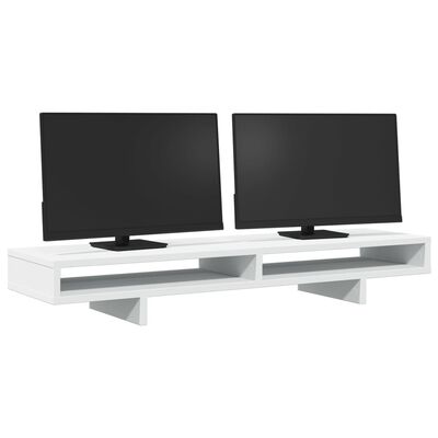 vidaXL Supporto per Monitor Bianco 100x27x15 cm Legno Massello di Pino