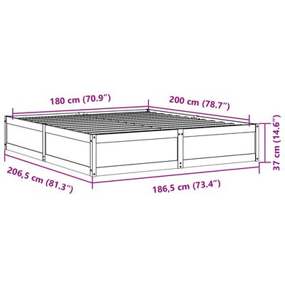 vidaXL Letto senza Materasso 180x200 cm in Legno Massello di Pino