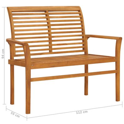 vidaXL Panca da Giardino con Cuscino Grigio a Quadri 112 cm Legno Teak