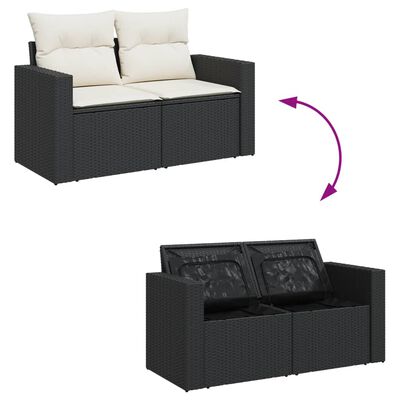 vidaXL Set Divano da Giardino 6 pz con Cuscini Nero in Polyrattan