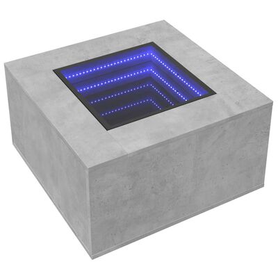 vidaXL Tavolino Salotto con LED Grigio Cemento 60x60x40 cm Multistrato