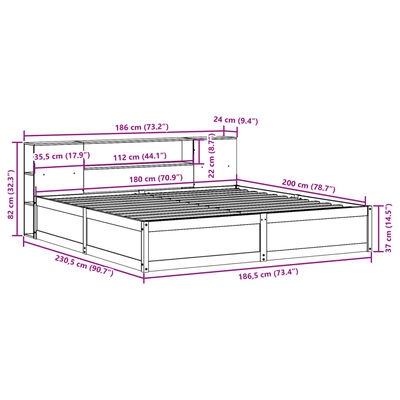 vidaXL Giroletto senza Materasso Bianco 180x200 cm Legno Massello Pino