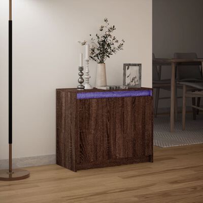 vidaXL Credenza con LED Rovere Marrone 72x34x61 cm Legno Multistrato