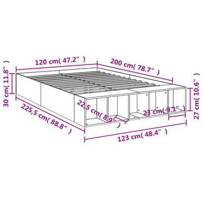 vidaXL Giroletto Rovere Fumo 120x200 cm in Legno Multistrato