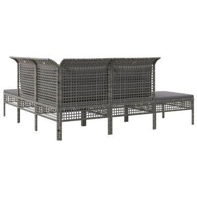 vidaXL Set Divani da Giardino 5 pz con Cuscini in Polyrattan Grigio