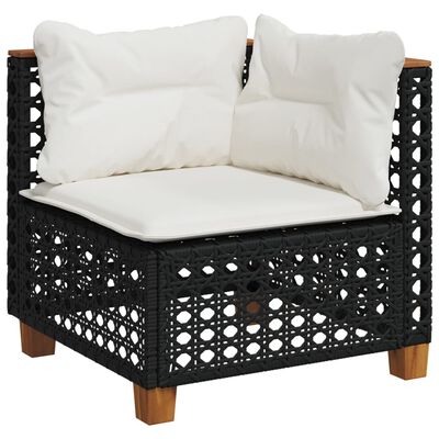 vidaXL Set Divani da Giardino 11 pz con Cuscini in Polyrattan Nero