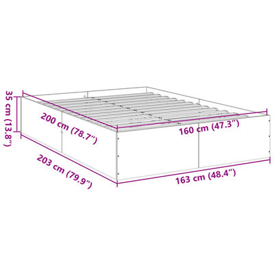 vidaXL Giroletto Grigio Sonoma 160x200 cm in Legno Multistrato