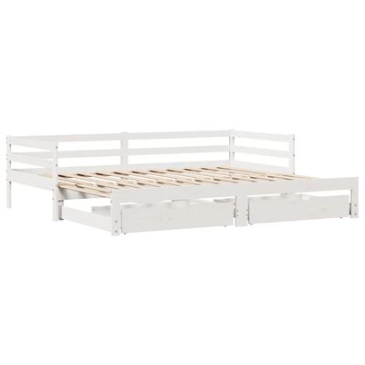 vidaXL Dormeuse Letto Estraibile e Cassetti Bianco 90x190cm Legno Pino