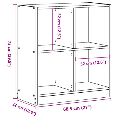 vidaXL Libreria Grigio Cemento 68,5x32x75 cm in Legno Multistrato