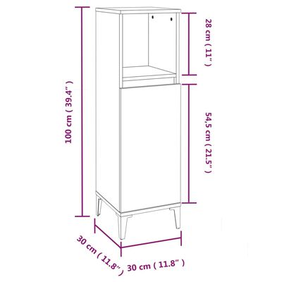 vidaXL Armadietto da Bagno Bianco 30x30x100 cm in Legno Multistrato