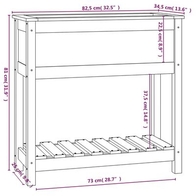 vidaXL Fioriera con Mensola Nera 82,5x34,5x81cm Legno Massello di Pino