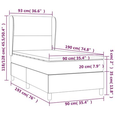 vidaXL Giroletto a Molle con Materasso Nero 90x190 cm in Velluto