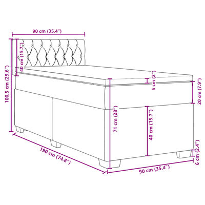 vidaXL Giroletto a Molle con Materasso Rosa 90x190 cm in Velluto