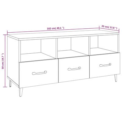 vidaXL Mobile Porta TV Nero 102x35x50 cm in Legno Multistrato