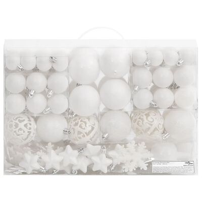 vidaXL Set Palline di Natale 111 pz Bianco in Polistirene