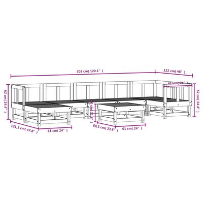 vidaXL Set Salotto da Giardino 8 pz in Legno Massello di Pino Grigio