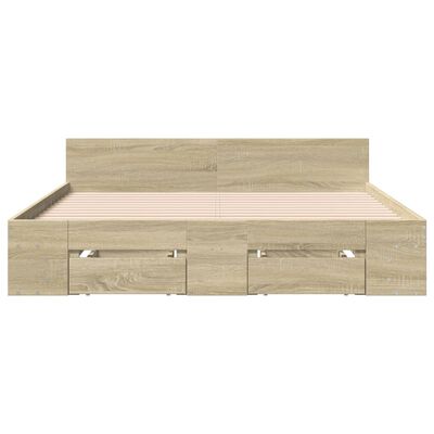 vidaXL Giroletto Cassetti Rovere Sonoma 160x200 cm Legno Multistrato