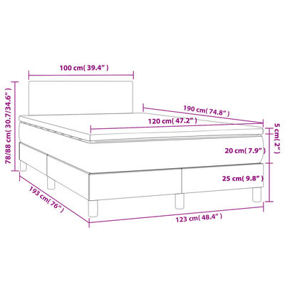 vidaXL Giroletto a Molle con Materasso Tortora 120x190 cm in Tessuto