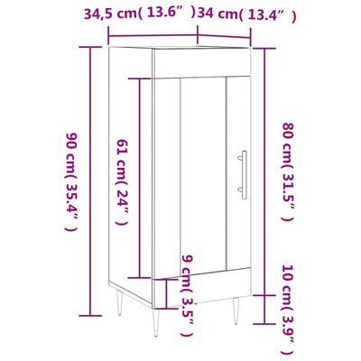 vidaXL Credenza Grigio Sonoma 34,5x34x90 cm in Legno Multistrato