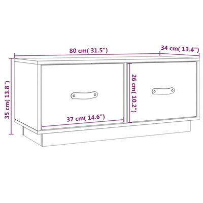 vidaXL Mobile Porta TV 80x34x35 cm in Legno Massello di Pino