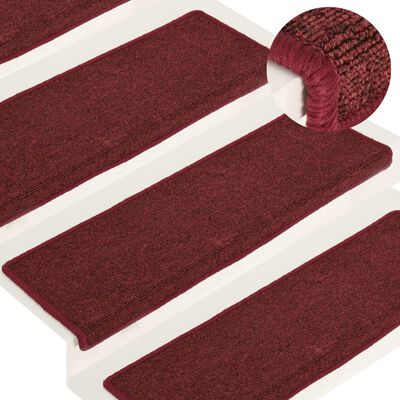 vidaXL Tappetini per Scale 15 pz 65x21x4 cm Rosso Opaco