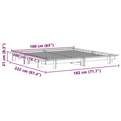 vidaXL Letto senza Materasso Marrone Cera 160x200 cm in Legno di Pino