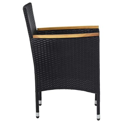 vidaXL Set Mobili da Pranzo da Giardino 3 pz Nero Polyrattan e Acacia