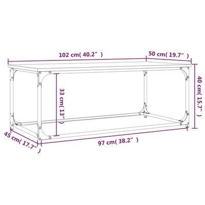 vidaXL Tavolino Rovere Sonoma 102x50x40 cm Legno Multistrato e Ferro