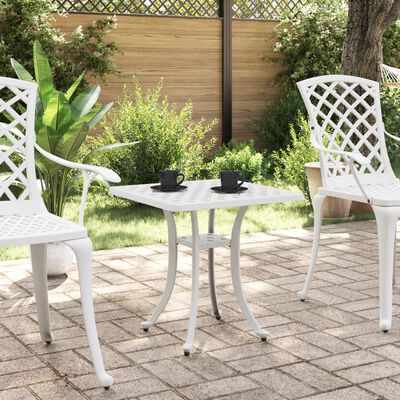 vidaXL Tavolo da Giardino Bianco 53x53x53 cm in Alluminio Pressofuso