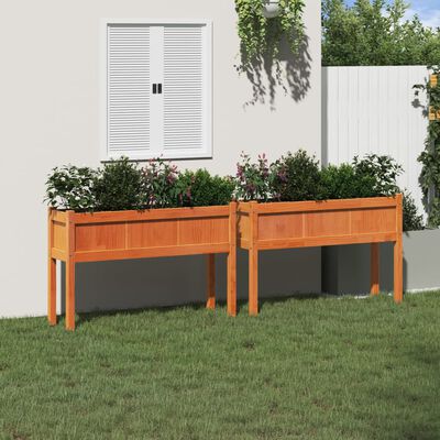 vidaXL Fioriere da Giardino 2pz Gambe Marrone Cera Legno Massello Pino