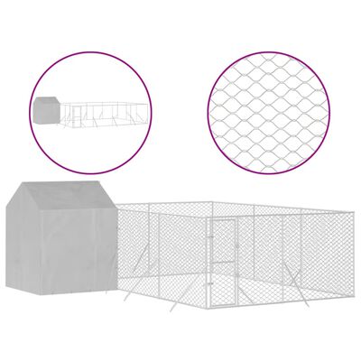 vidaXL Cuccia Cani da Esterno Tetto Argento 6x6x2,5 m Acciaio Zincato