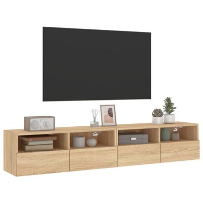 vidaXL Mobili TV Parete 2pz Rovere Sonoma 80x30x30cm Legno Multistrato