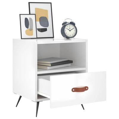 vidaXL Comodino Bianco Lucido 40x35x47,5 cm in Legno Multistrato