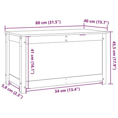 vidaXL Contenitore Portaoggetti Ambra 80x40x45,5cm Legno Massello Pino