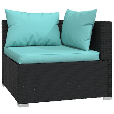 vidaXL Set Divani da Giardino 10 pz con Cuscini in Polyrattan Nero