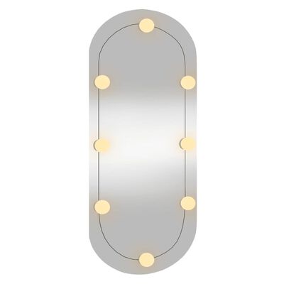 vidaXL Specchio da Parete con Luci LED 35x80 cm Vetro Ovale