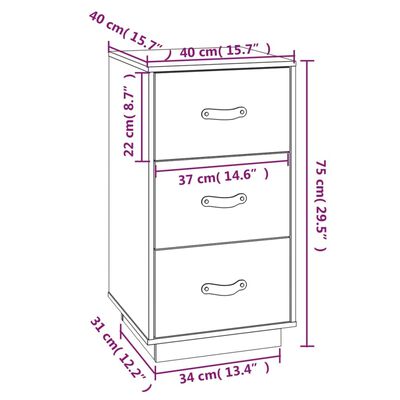  vidaXL Comodino Ambrato 40x40x75 cm in Legno Massello di Pino