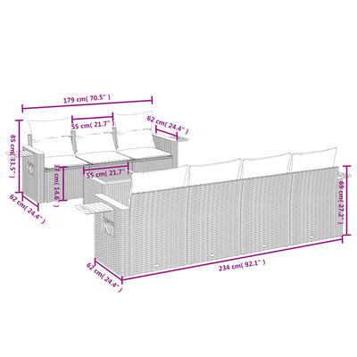 vidaXL Set Divani da Giardino con Cuscini 8 pz Nero in Polyrattan