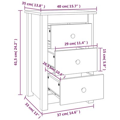 vidaXL Comodini 2 pz ambra 40x35x61,5 cm in Legno Massello di Pino