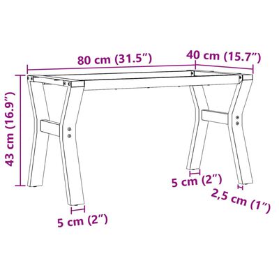 vidaXL Telaio Gambe a Y per Tavolino da Salotto 80x40x43 cm in Ghisa