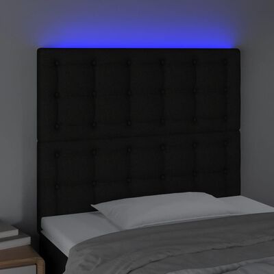 vidaXL Testiera a LED Nera 80x5x118/128 cm in Tessuto