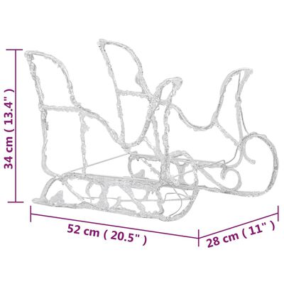 vidaXL Decorazione Natalizia Renne e Slitta 240 LED Acrilico