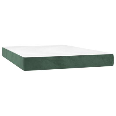 vidaXL Letto a Molle con Materasso e LED Verde Scuro 140x200cm