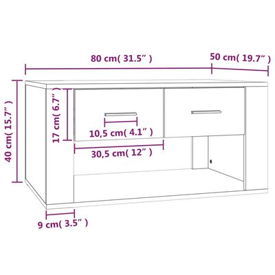 vidaXL Tavolino Salotto Rovere Marrone 80x50x40 cm Legno Multistrato