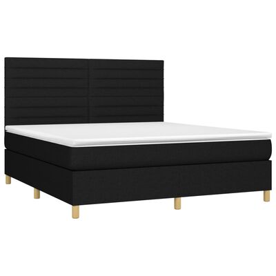 vidaXL Letto a Molle con Materasso e LED Nero 180x200cm in Tessuto